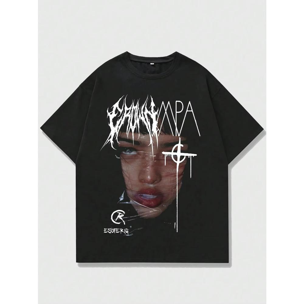 

Portrait Y2k Graphic Hip Hop Unisex Men Women T-shirt Luxury Fashion Big Size Top Short Sleeve Classic Tee Print S-4xl S чёрный