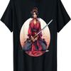 T-shirt Vintage Retro con Fiori di Ciliegio Sakura Samurai Girl(26)