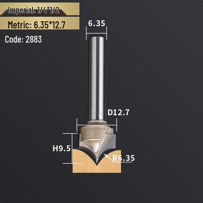 Professionelles 1/2" Schaft Wolframstahl Spitzschnitzmesser & 1/4" Schaft Trimmer Fräser für Holzbearbeitung
