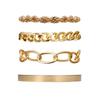 European & American Jewelry Alloy 4-Piece Set: Hip-Hop Cuban Bracelet & Punk Metal Twisted Rope Chain Cuff