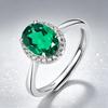 Women's 925 Sterling Silver Open Ring with Cultured Emerald - Elegant Daily Gift