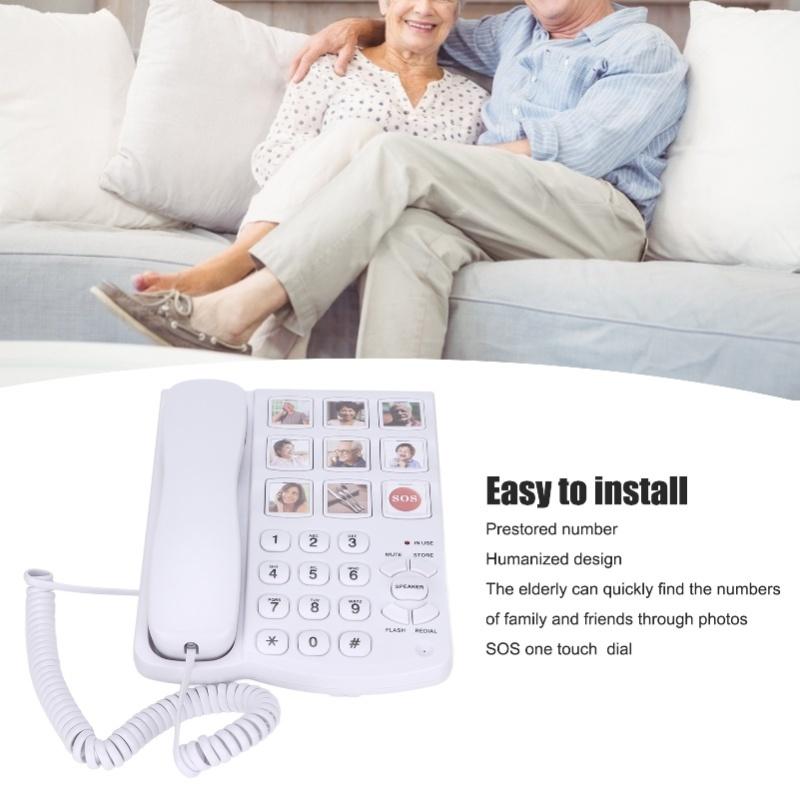 LD-858HF Big Button Telephone Amplified Photo Memory Corded Landline For Seniors Elderly