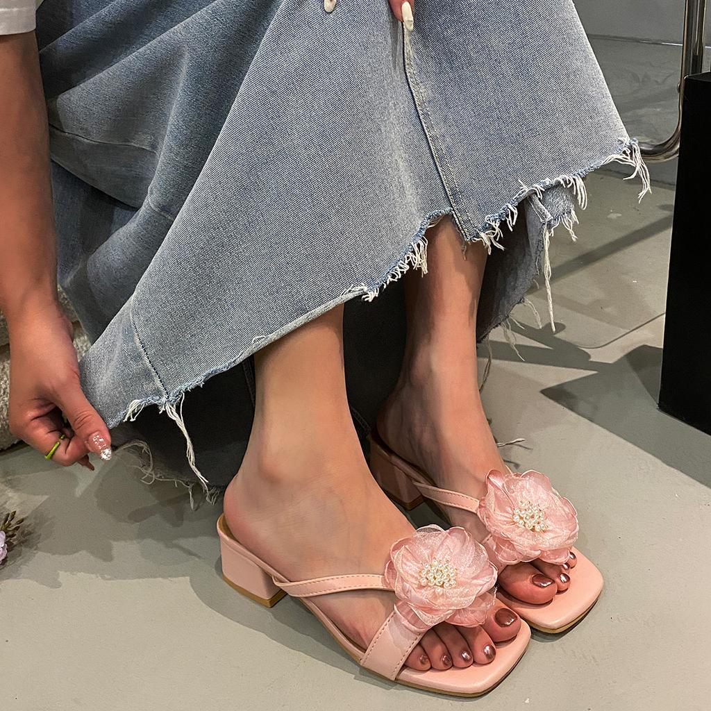 Fashion Women Sandals Elegant High Heels Flowers Peep Toe Sandals Party Dress Fashion Casual Outdoor Shoes for Women Sandalias De Mujer