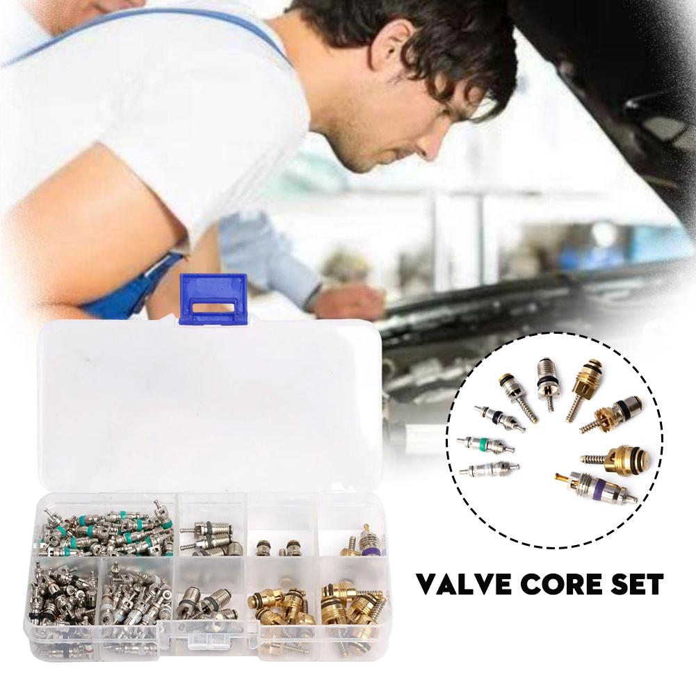 134 buc. Miez de supape pentru aer condiționat auto A/C AC Shrader Miez și instrument R134 R12 Kit supape HVAC Accesorii auto