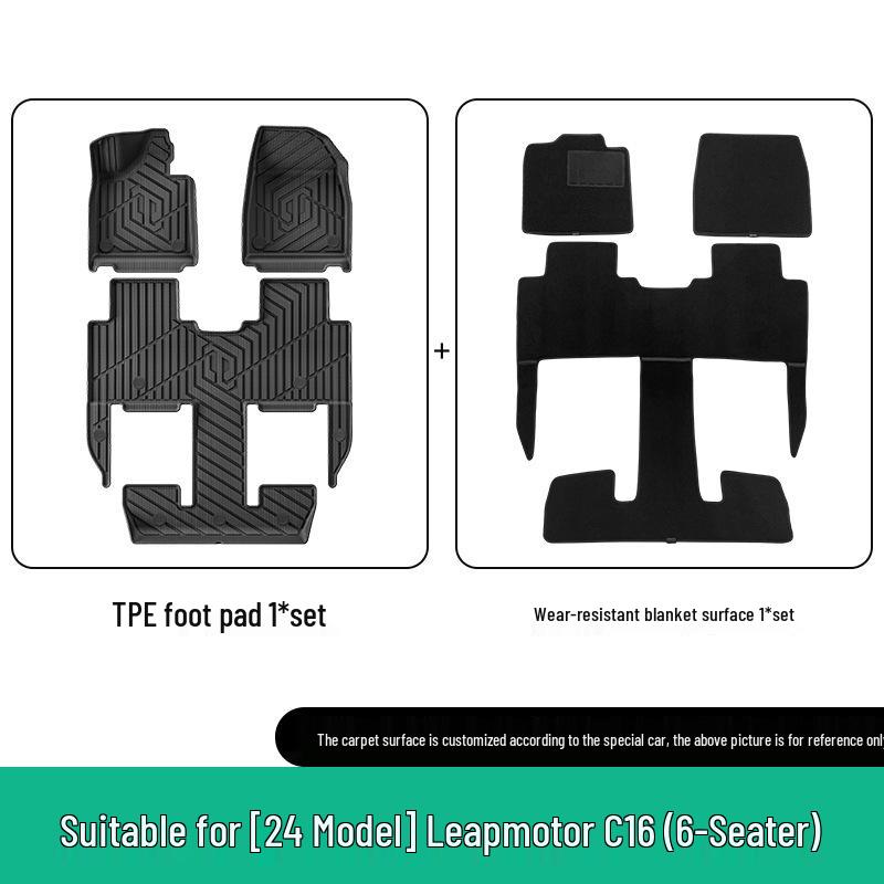 Dedicated TPE Floor and Trunk Mats for 2024-2026 Leapmotor C16, Wear-Resistant and Vehicle-Specific.