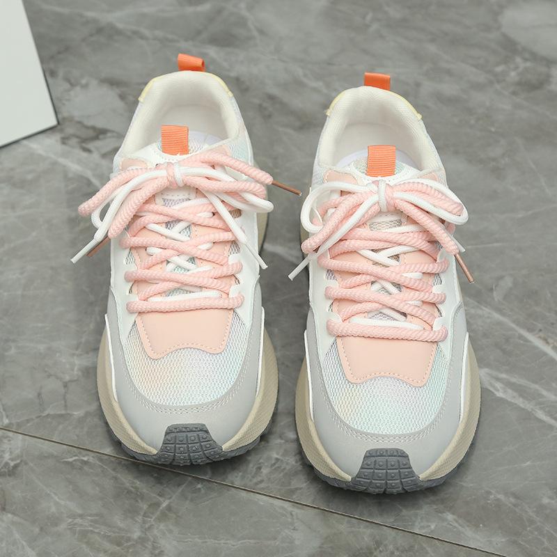 

ins Korean version of the new dad shoes girl 2025 summer student sports and leisure mesh breathable height increase Forrest Gump shoes 40 рожевий
