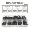 250/500PCS Plastic Sealing Ring White Black Flat Gasket Set New Flat Washer Kit  for Screw Bolt