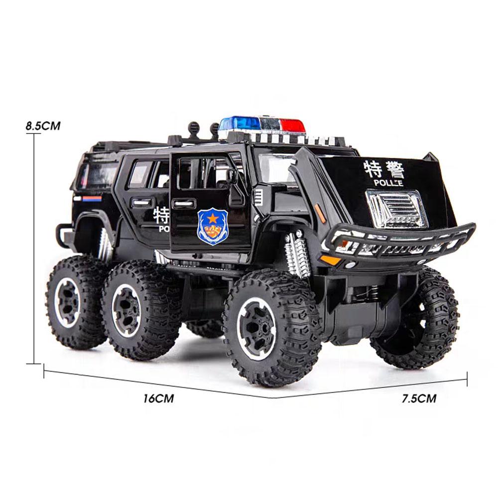 1:32 H2 Conqueror Police Car Model Toy Doors Opened Alloy Diecast Music Light Off-road Vehicles Models Home Decor Decoration