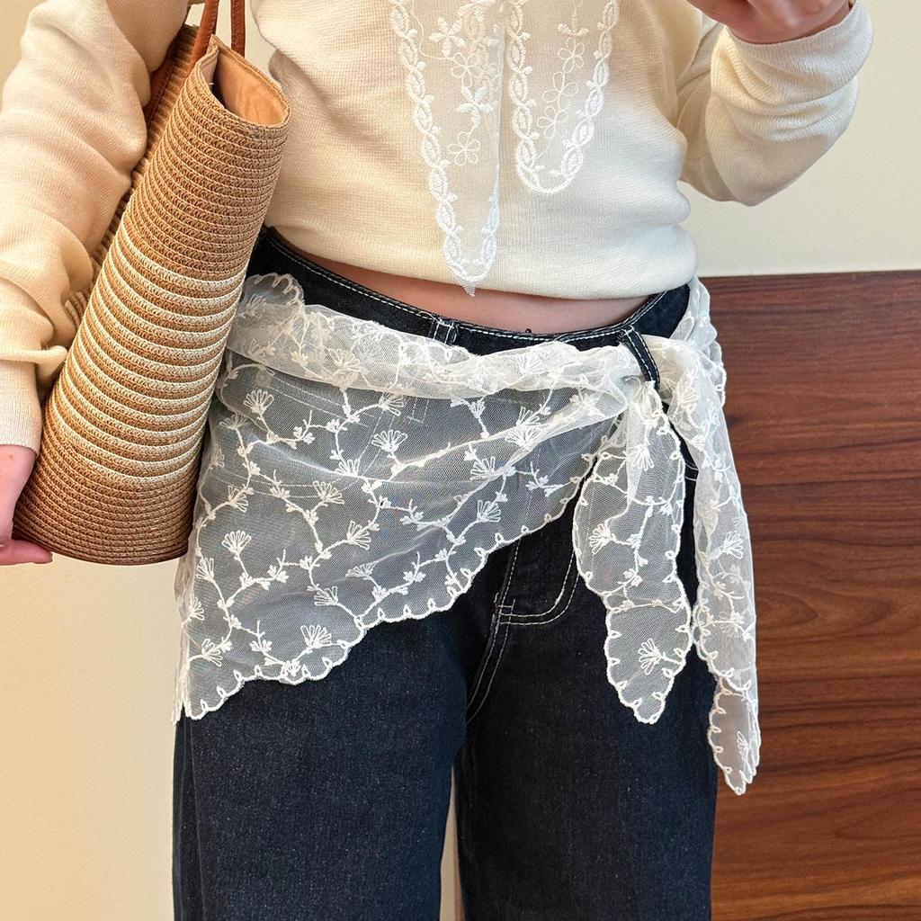 Jupe en Dentelle Jacquard Maille Coréenne avec Short Intégré