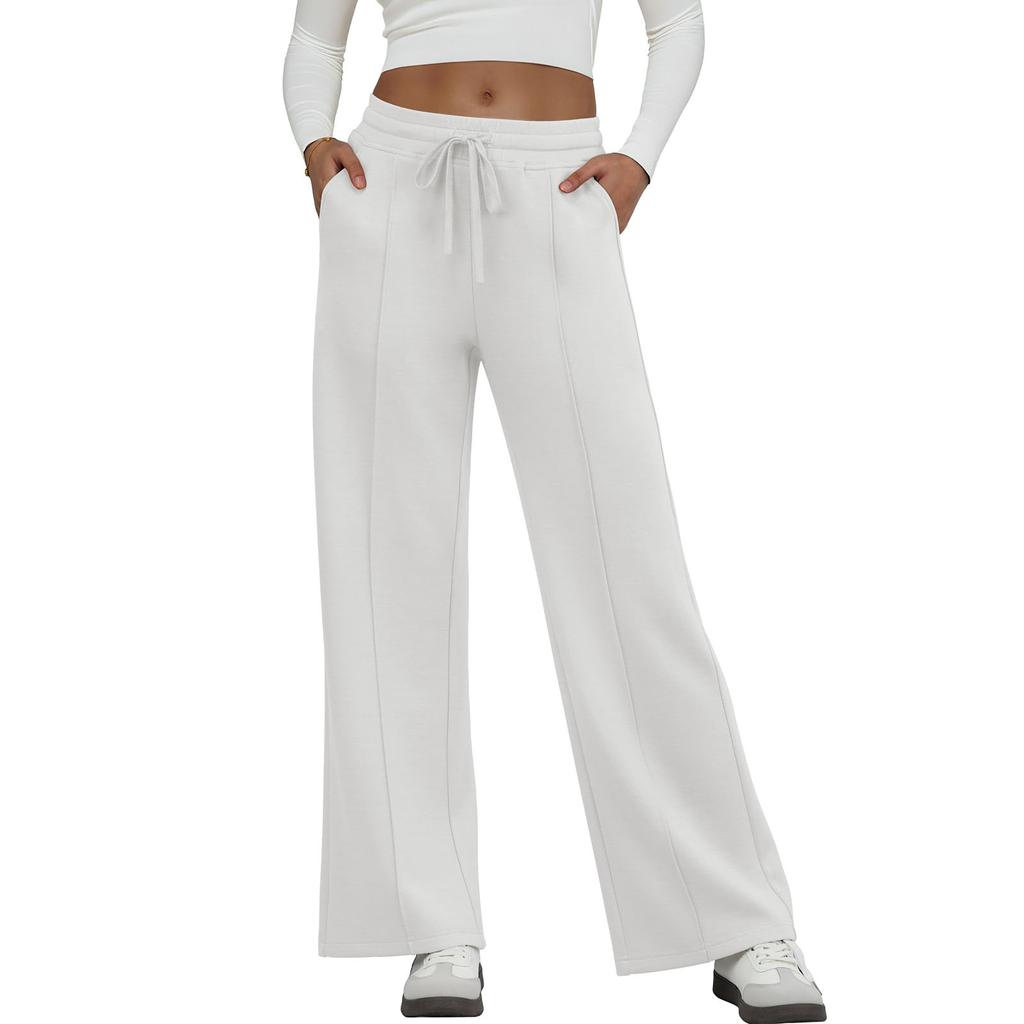 Women's Fashion Loose-Fit Solid Color Pocketed Elastic Waist Drawstring Sweatpants