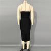 European Strapless Beaded Bandage Dress with Elegant Tassels