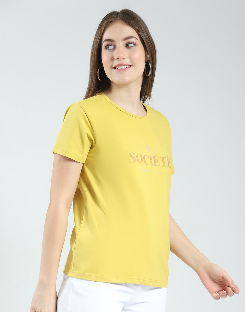 Monte Carlo Womens Printed Round Neck Half Sleeve Regular Fit Top