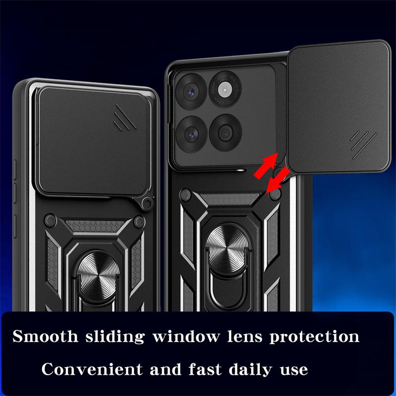For Motorola Edge 60 Fusion 5G Case Slide Lens Camera Shockproof Armor Phone Case For Moto Edge60 Fusion Ring Holder Back Cover