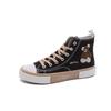 Triple Vulcanized High-top Canvas Shoes Women's Retro Embroidered Bear Cloth Shoes Student Casual Shoes Rubber Shoes Flat Baseplate Shoes