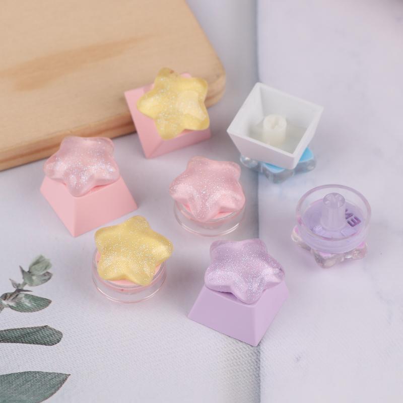 4Pcs Cute Star Keycaps Sweet Translucent Girl Personalized Gift Key Cap For Mechanical Keyboard Accessories