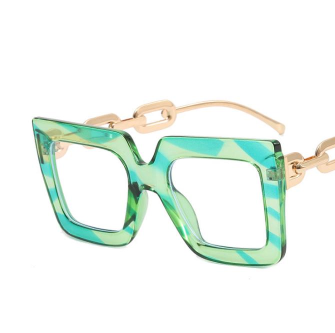 Big Square Chain Frame Clear Lens Glasses Myopia Nerd Spectacles Degree -0.5 -1.0 -2.0 To -6.0 Oversize Hyperopia +0.5 To +6.0