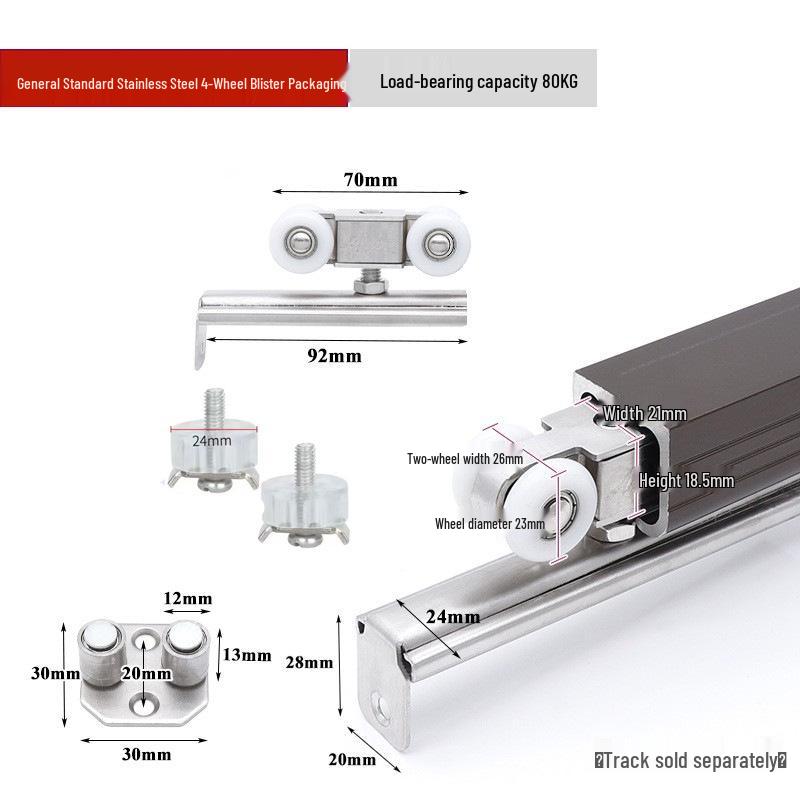 Sliding Door Silent 8-Wheel Stainless Steel Roller with Nylon Bearings for Furniture