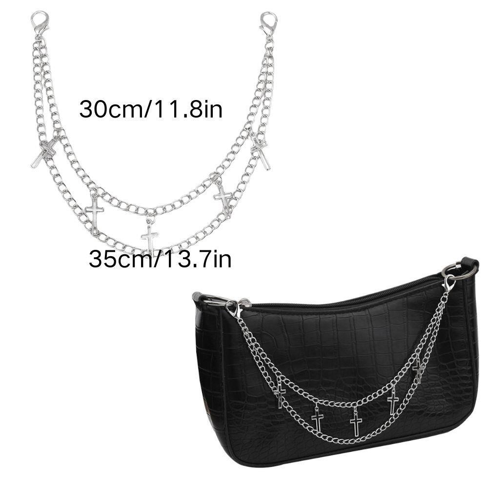 Hot Multi-layer Silver Metal Bag Chains Fashion DIY Shoulder Bag Chain Straps Replacement Women Jeans Chain With Lobster Buckle
