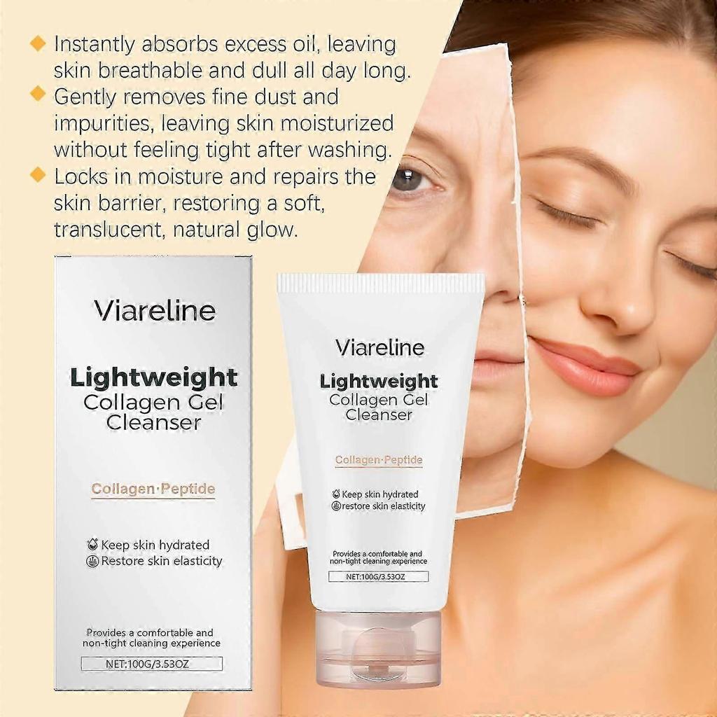 Collagen Gel Cleanser, Deep Pore Cleansing Lightweight Daily Gel Cleanser Face Wash for All Skin Types