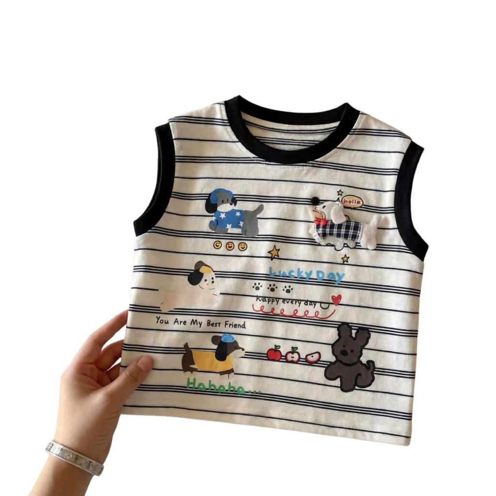 Boys Lightweight Sleeveless Cartoon Tank Top Summer Outfit for Kids