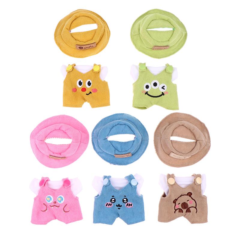 For 17cm Labubus Doll Clothes Accessories White Shirt Hat Animal Overalls Set