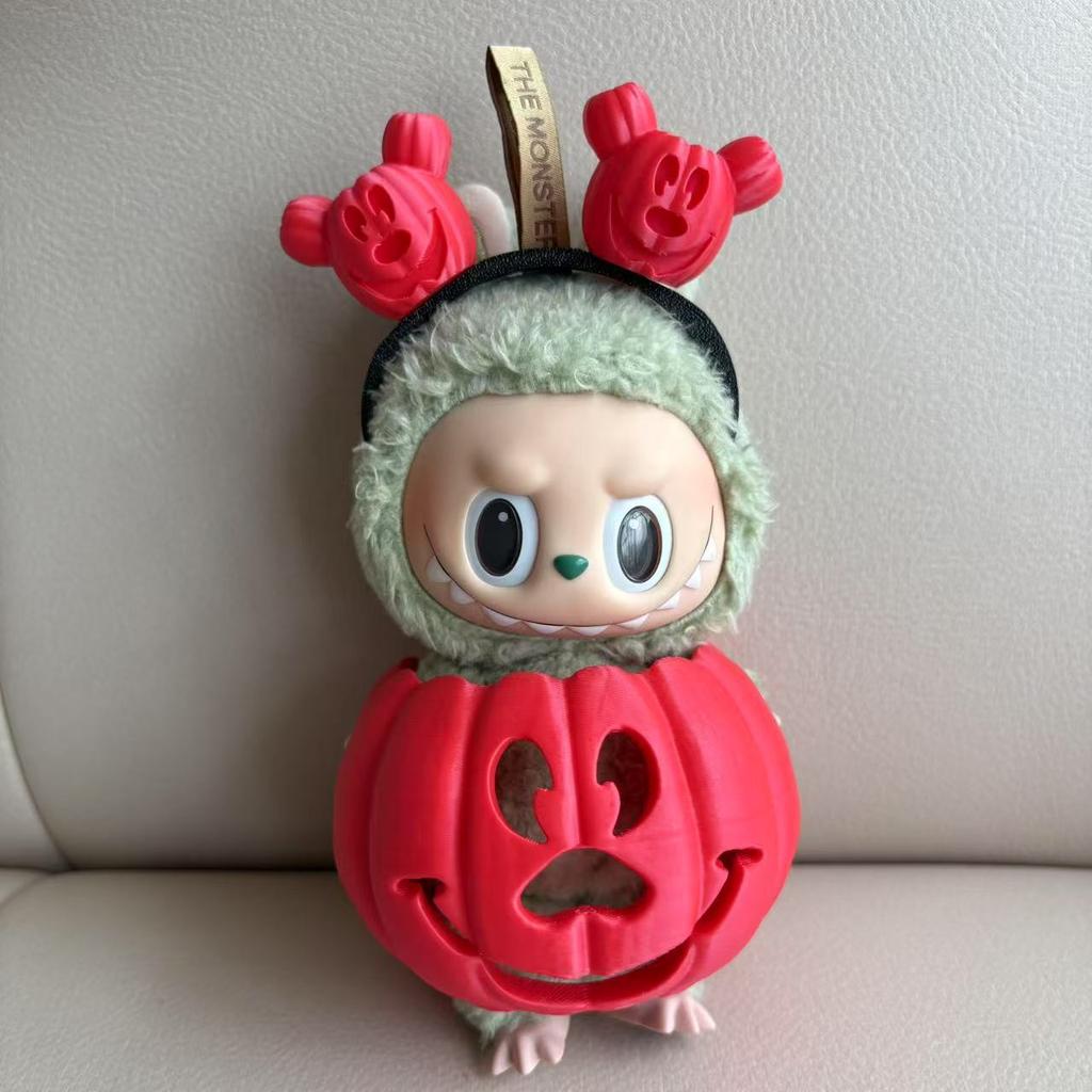 Clothes for Labubu Halloween Gradient Colorful Pumpkin Outfit Set for 1.0 3.0 Generation Figure Collectible Decor Labubu Cosplay