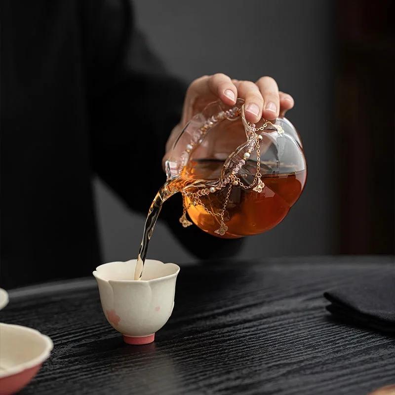 1PC Japanese-style Bubble Tea Set Fair Cup Handmade High Borosilicate Heat-resistant Glass Male Cup Household TeaSet Accessories