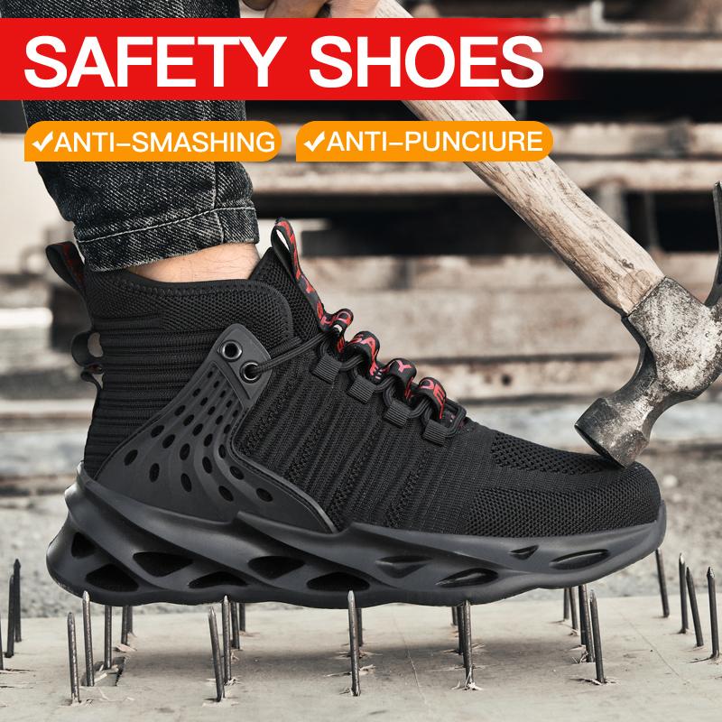 

Fashion Unisex Breathable Safety Work Shoes Anti-smash Anti-puncture Labor Insurance Footwear for Men Women Sneakers Safety Boots Hiking 36 чёрный