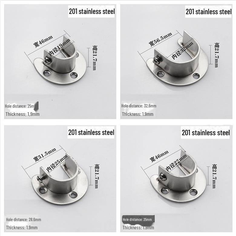 

Фланец из нержавеющей стали 304, утолщенное сиденье для штанги для гардероба и держатель для душевой шторы 32mm, 1 piece, no screws