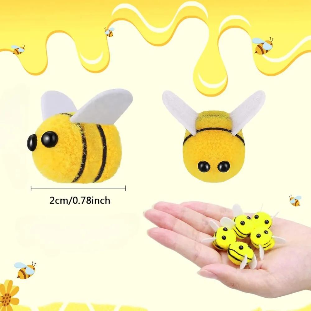DIY Handmade Material Yellow Bee Pompom Hair Ball 4pcs 20CM Polyester Child  Hat Clothing Headdress Wedding Party Supplies