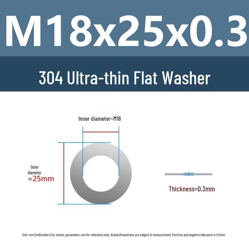 Yigu 304 Stainless Steel Flat Washer Shim Ring (Sizes M3, M4, M5, M8)