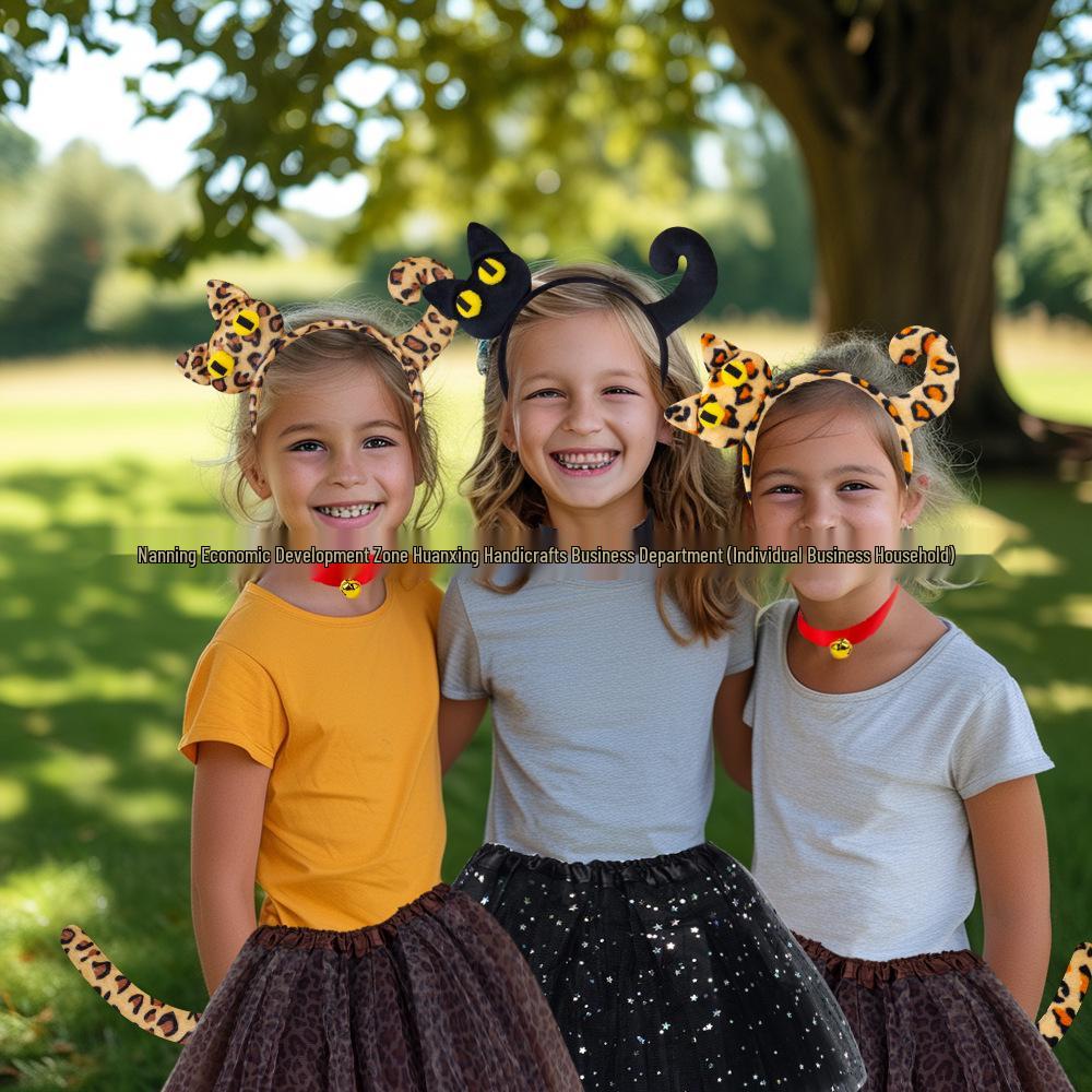Halloween 3D Cat & Leopard Headband Set for Kids