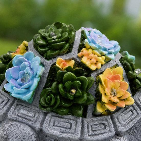 Yousheng Solar Turtle Statue Light, Garden Resin Turtle Succulents Sculpture Solar Light, Outdoor Waterproof Solar Yard Light for Patio Lawn