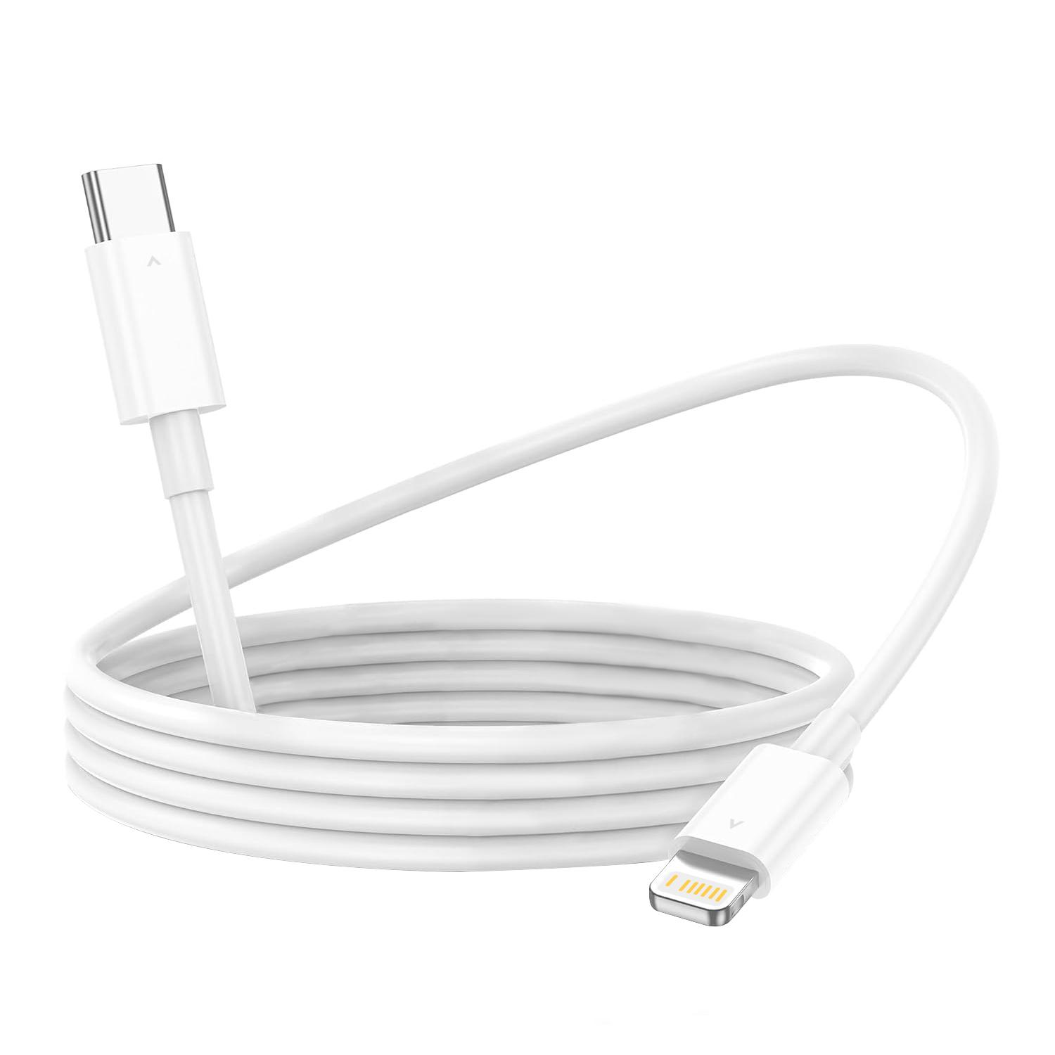 

Быстрозарядный кабель данных USB C на Lightning, сертифицированный MFI, 20 Вт для 14 13 12 11 Pro Max Ipad, Белый зарядный шнур 1.8m