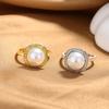 2026 Temperament Niche Diamond-encrusted Pearl Ring Female Korean Light Luxury High Sense Open Index Finger Ring with Jewelry Empty Holder