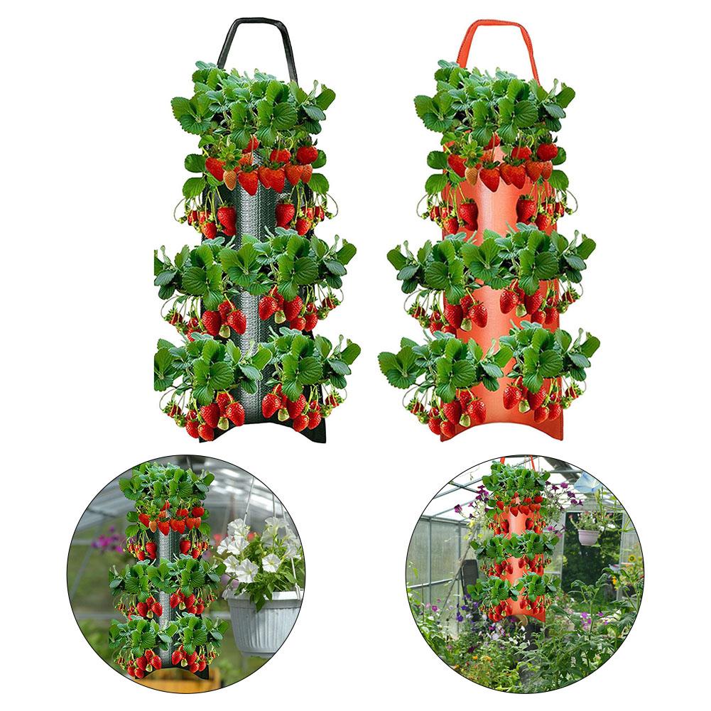 Hang Grow Bags, Breathable Canvas Upside Down Tomato Strawberry Plant Flower Plant Grow Bag, Red, Dark Green, Non woven Fabric