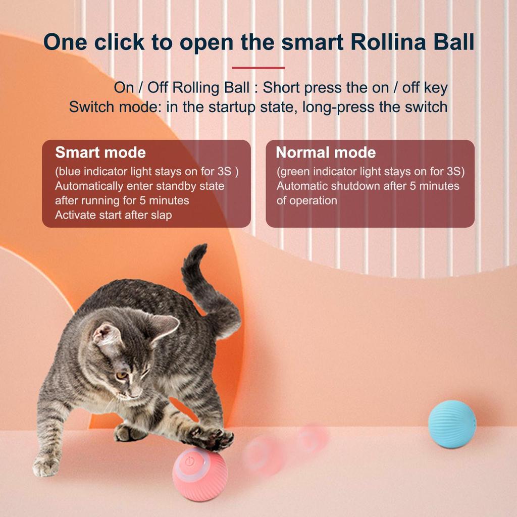 Smart Cat Rolling Ball Toys Wiederaufladbares Katzenspielzeug Ball Motion Ball Selbstbewegendes Kätzchenspielzeug für interaktives Spielen im Innenbereich