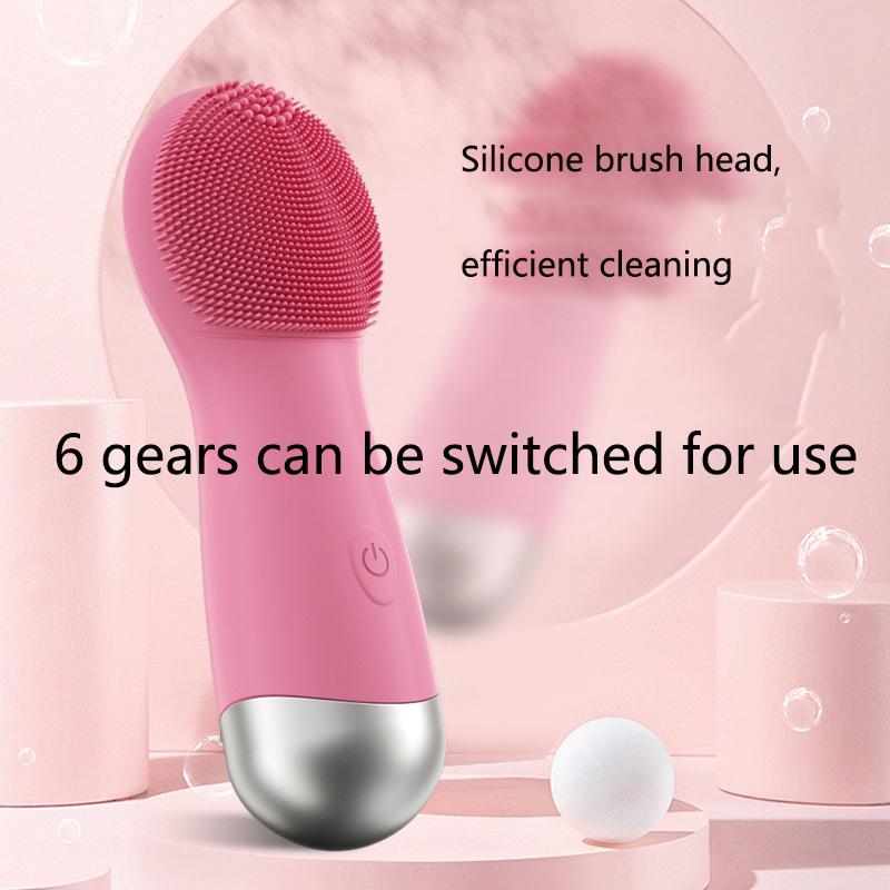 Elektrisches Gesichtsreinigungsinstrument Porenreinigung Schallvibration Massage Silikonbürstenkopf Gesichtsreiniger IPX7 Wasserdicht