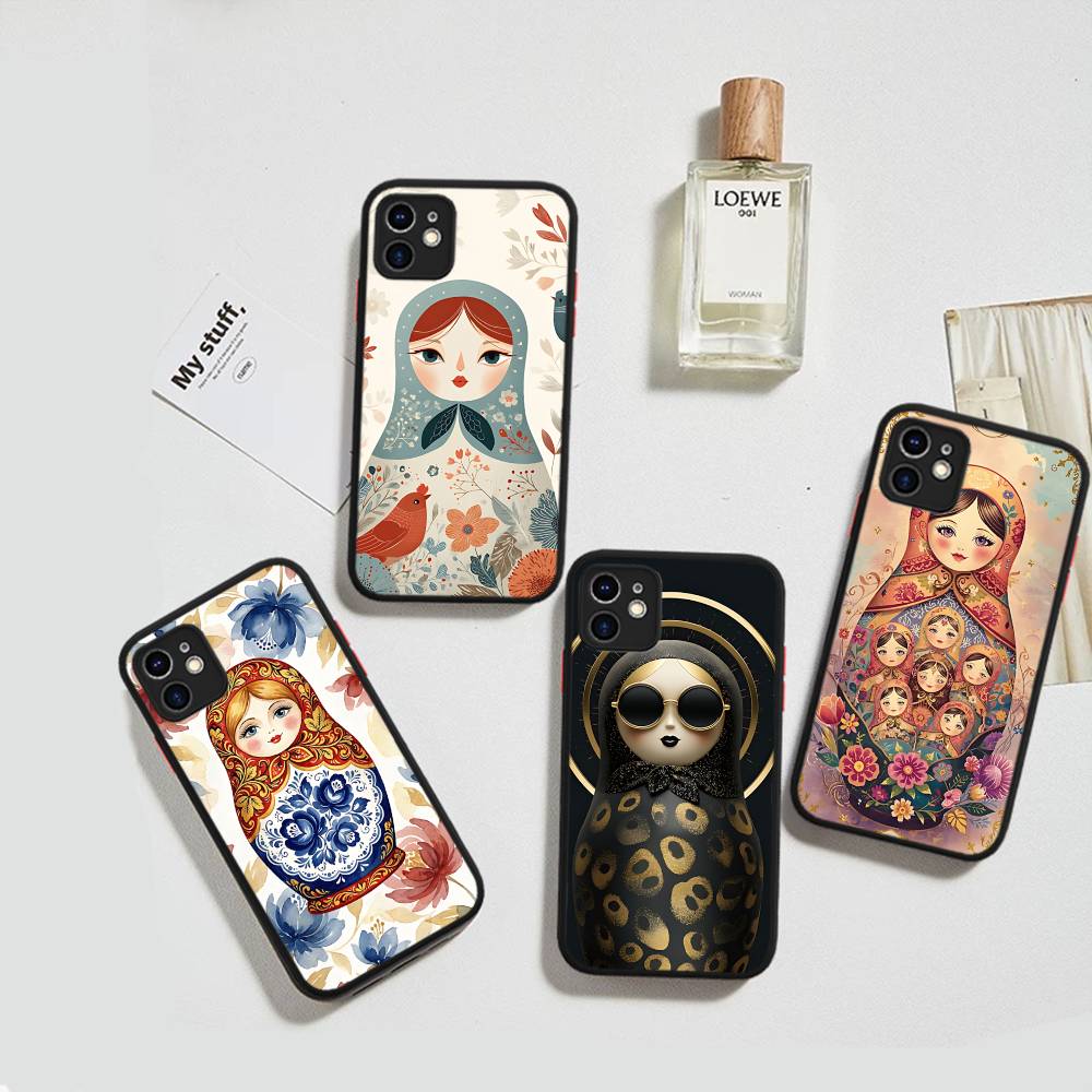 Classic Matryoshka Doll Phone Case For IPhone 16 15 14 11 12 13 Pro Max Plus 12 XS Max Back Cover Matte Case