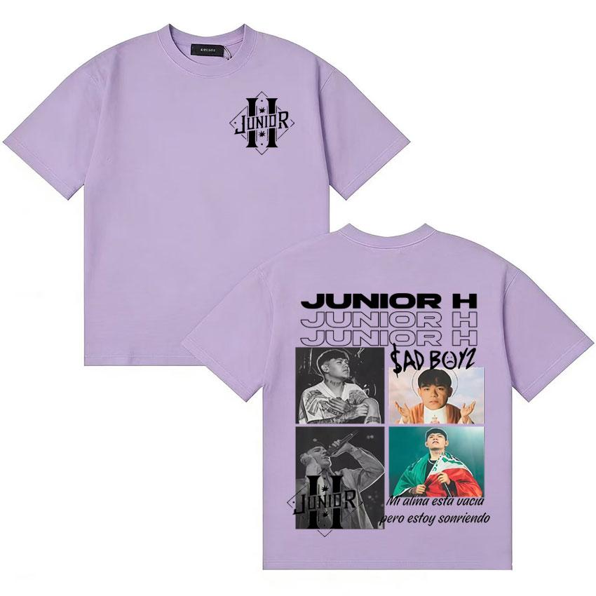 Rapper Junior H Album Cover High Quality T Shirt Unisex Women Aesthetic Short Sleeve Double Sided Print Y2K Oversized Tee Teenagers