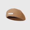 Elegant Metal Logo Beret Hat Large Head Circumference Face Slimming Wild Peaked Cap Woolen Warm Winter Autumn Cap Women