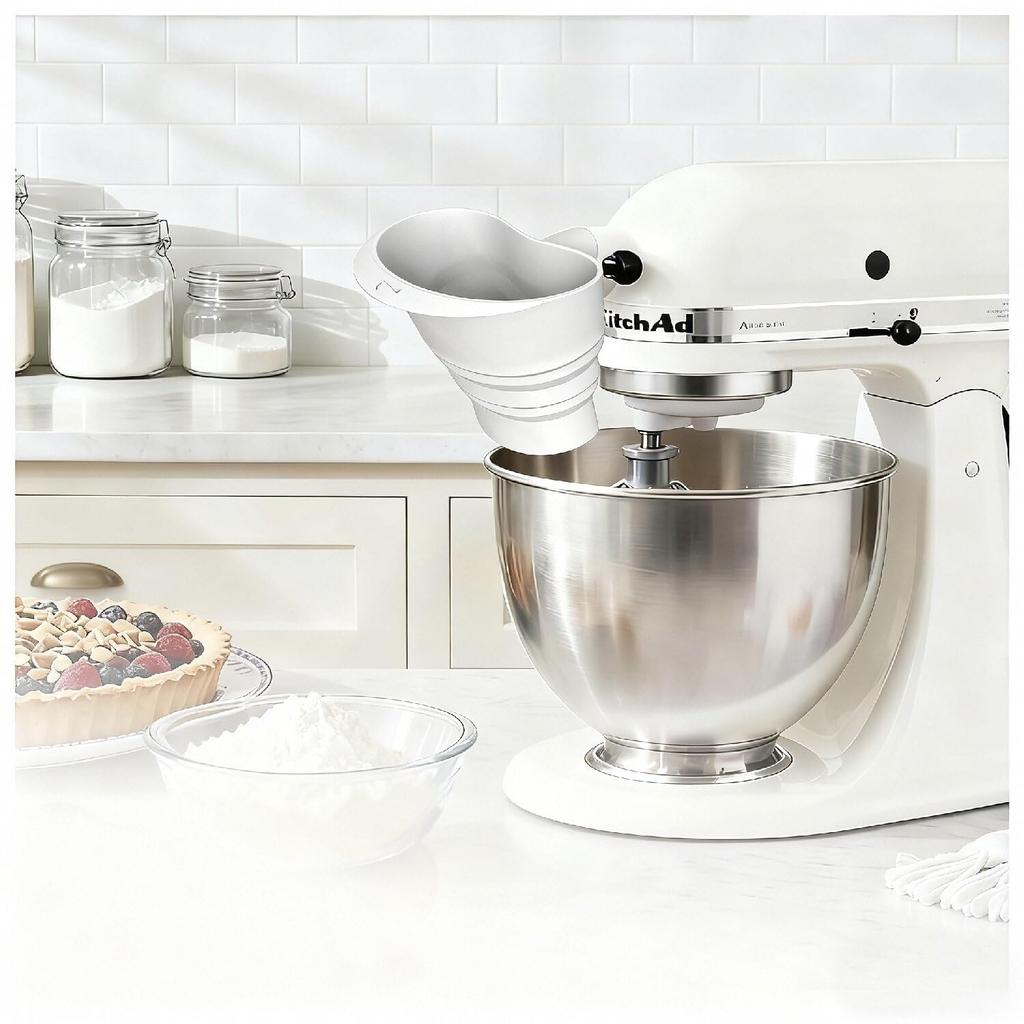 Funnel for Kitchen Aid Mixer, Silicone Funnel Foldable Kitchen Funnels Stand Mixer Attachment, Fits Kitchen Aid Artisan Ksm150 5-Quart Tilt-Head