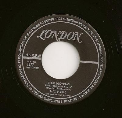 7-inch Plaat FATS DOMINO - Blue Monday / What's The Reason I'm HLB458377 London Records 1956 Frankrijk Rock Gebruikt