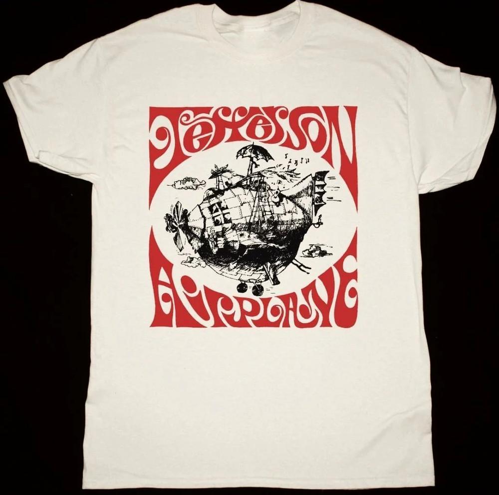 Vtg Jefferson Airplane - Airplane Cotton White Unisex Shirt BL342