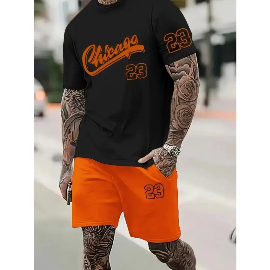 Summer New Men's Sports Set Short Sleeve T-shirt Set Casual Set Sports 3D Printed Street Wear Shorts 2-piece Set Men's Soft