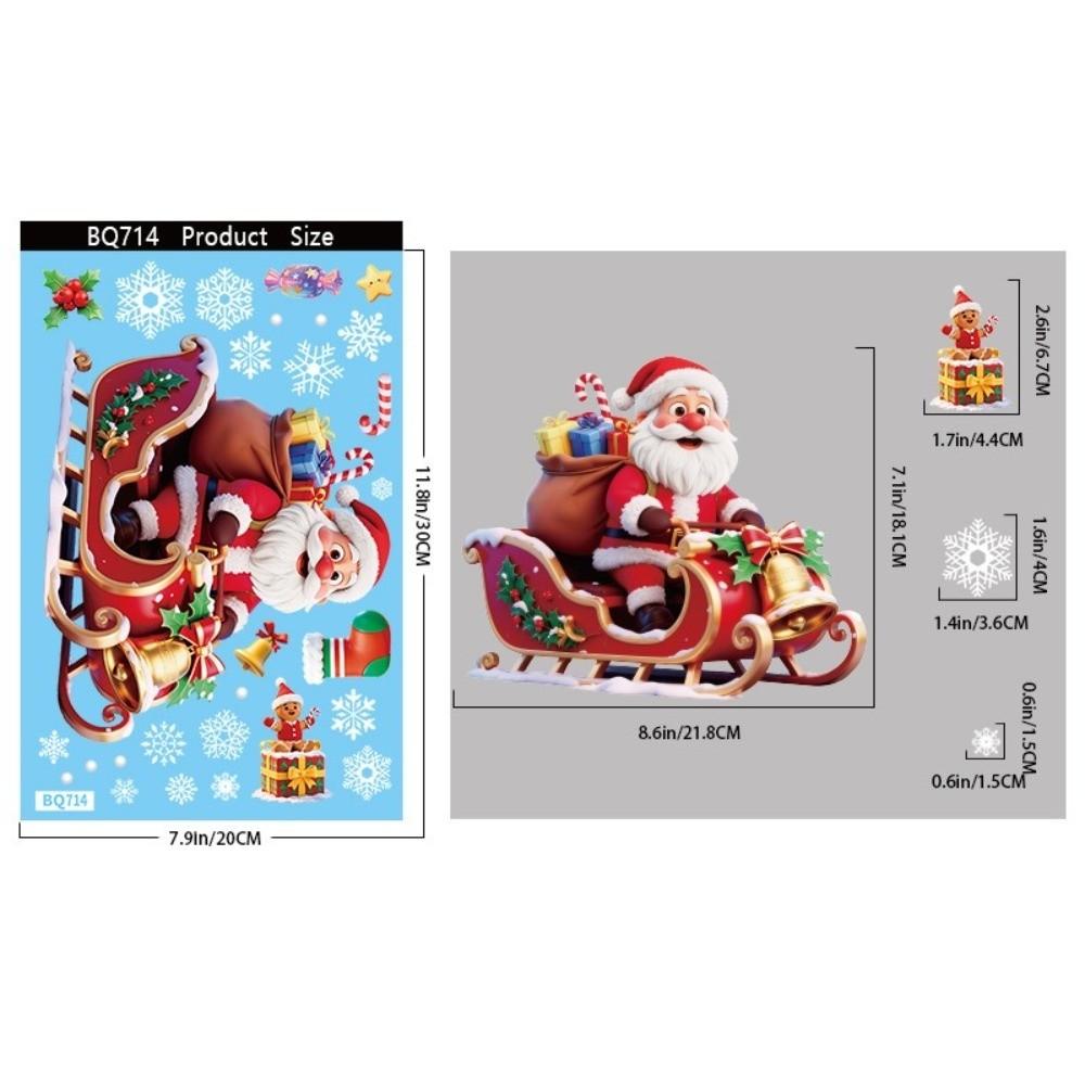 Snowflake Santa Snowman Merry Christmas Window Sticker Holiday Window Stickers  Party Supplies