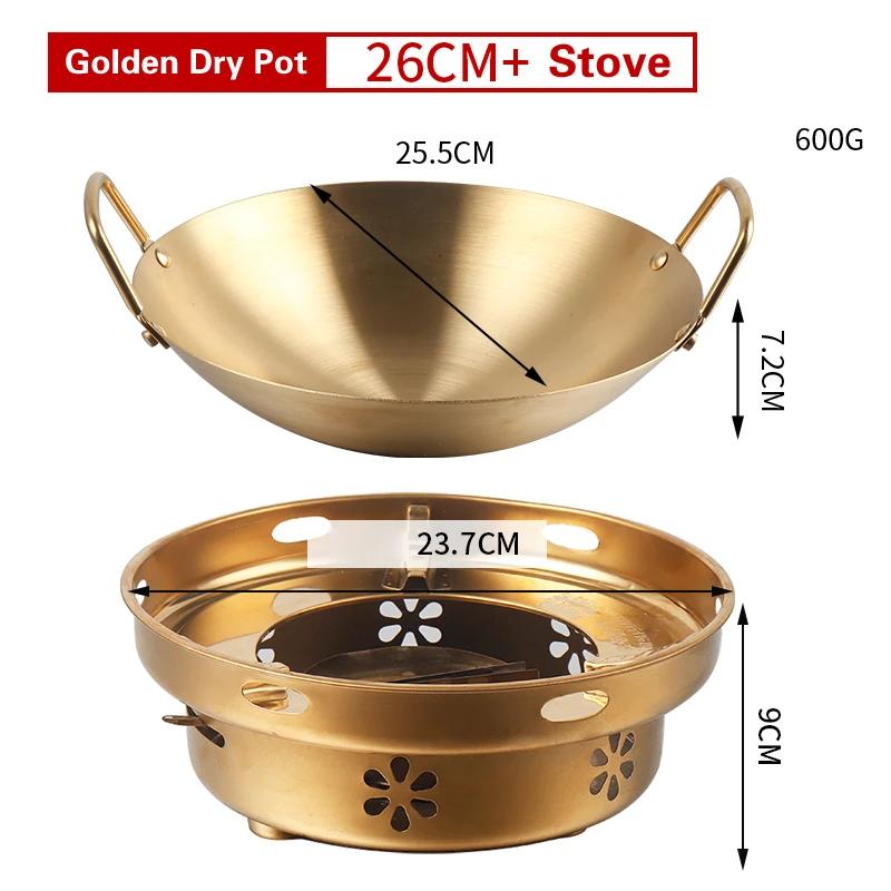 Stainless Steel Dry Pot Thickened Golden Ear Alcohol Furnace Household Non Stick Pan Small Hotpot Golden Dry Pot Pots and Pans