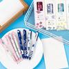 4Pcs/Set 0.5mm Gel Pen Press Quick Drying Black Ink Fine Point Stationery Flower Themed Plastic Writing Pen Office Supplies