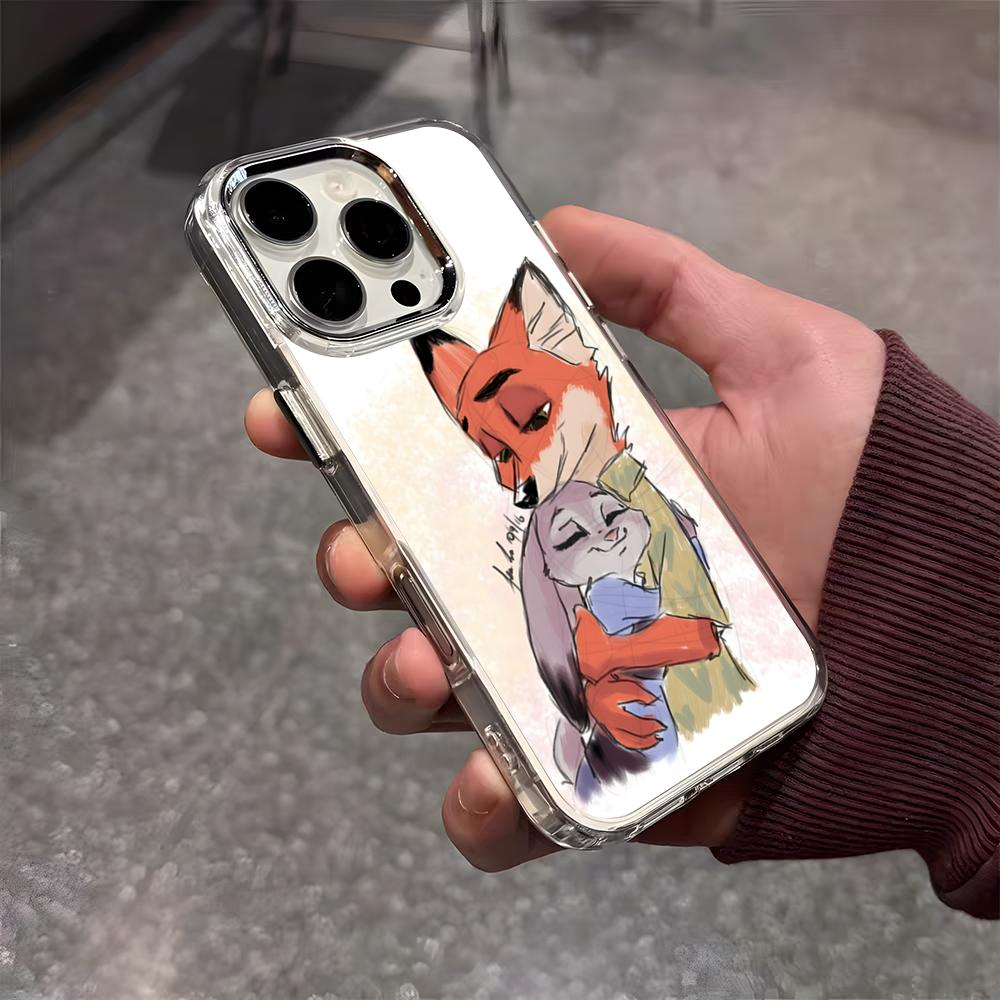 Anime Z-Zootopia Phone Case For IPhone 17 Air 16 E 15 14 13 12 11 Plus Pro Max Electroplated Transparent Soft Shell