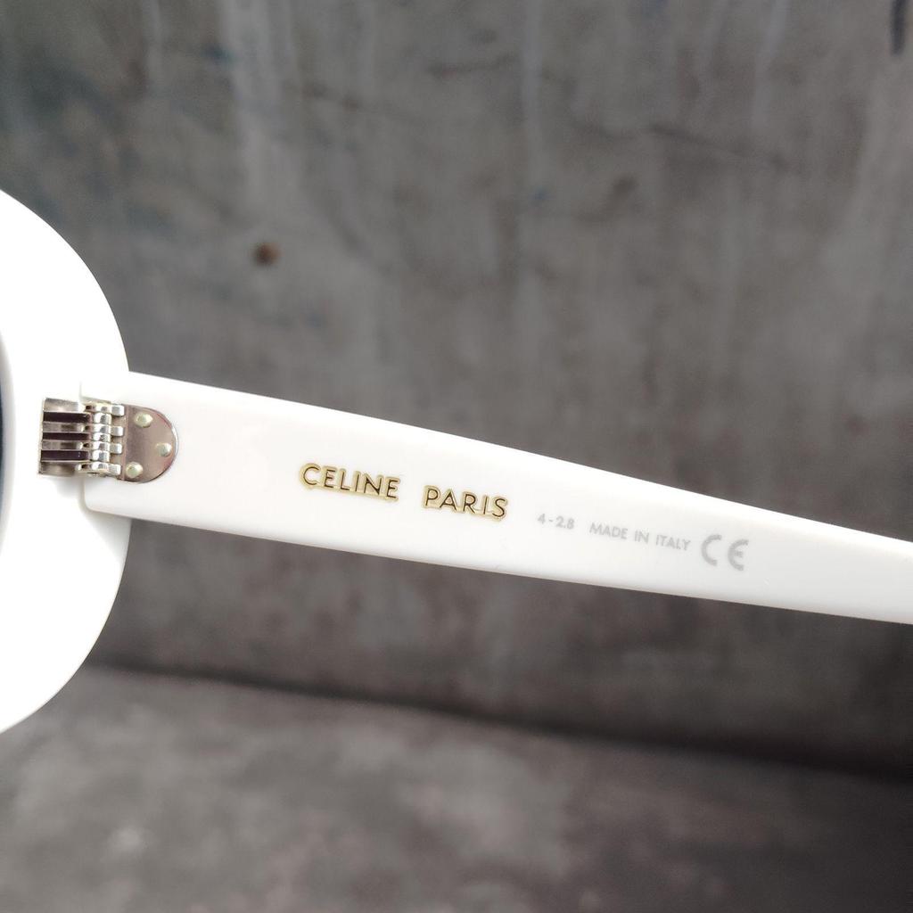 Used CELINE Oval Sunglasses White CELINE Glasses